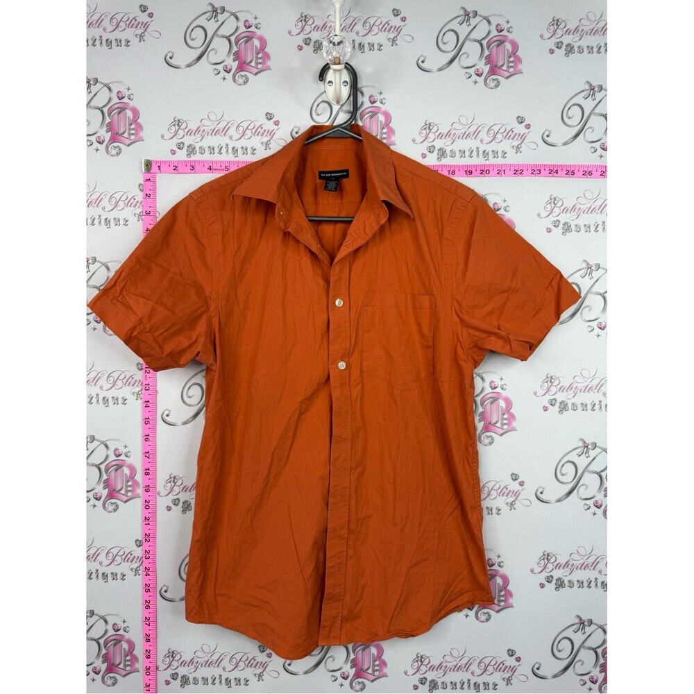 Club Monaco Short-Sleeve Button-Down Shirt in Orange